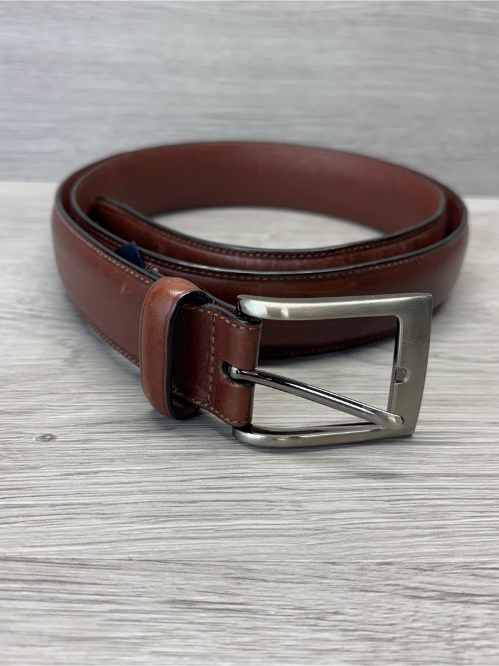 Roundtree & Yorke Men's Brown Adjustable Dress Belt with Silver Buckle Sz 36/90
